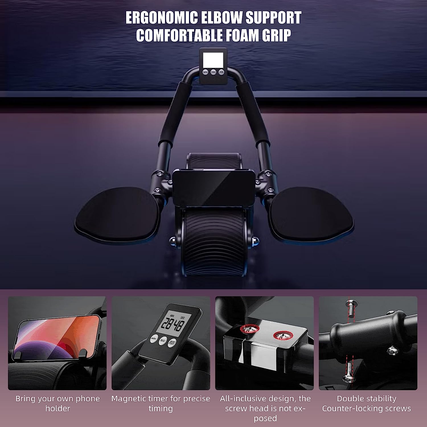 Soporte para el codo, rueda Abdominal de rebote automático