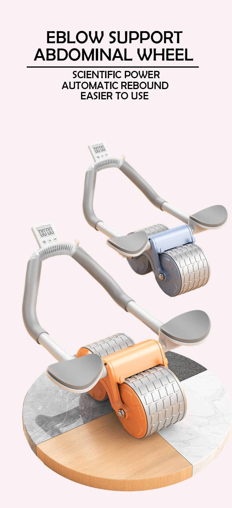 Soporte para el codo, rueda Abdominal de rebote automático