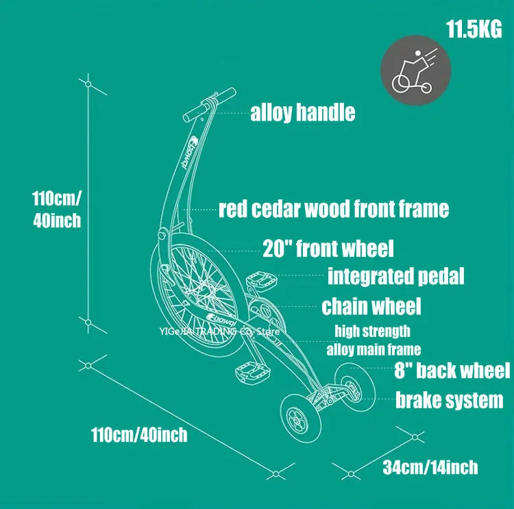 Bicicleta de pie plegable para Fitness
